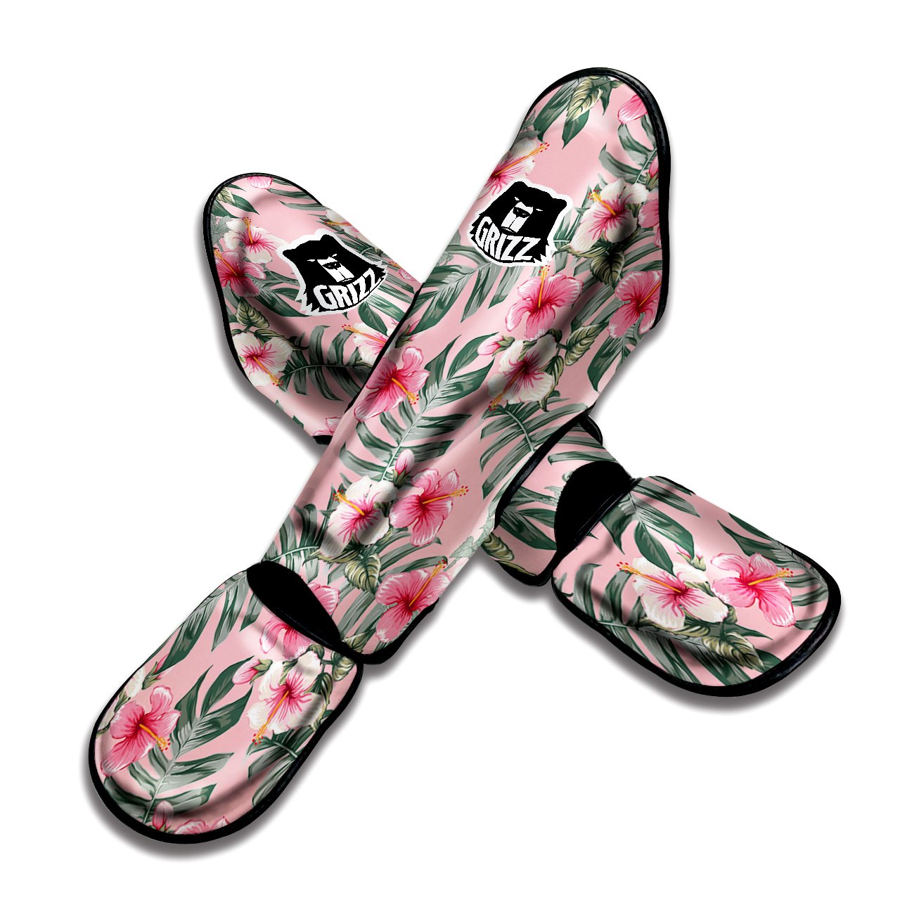 Flower Frangipani Tropical Print Pattern Muay Thai Shin Guards-grizzshop