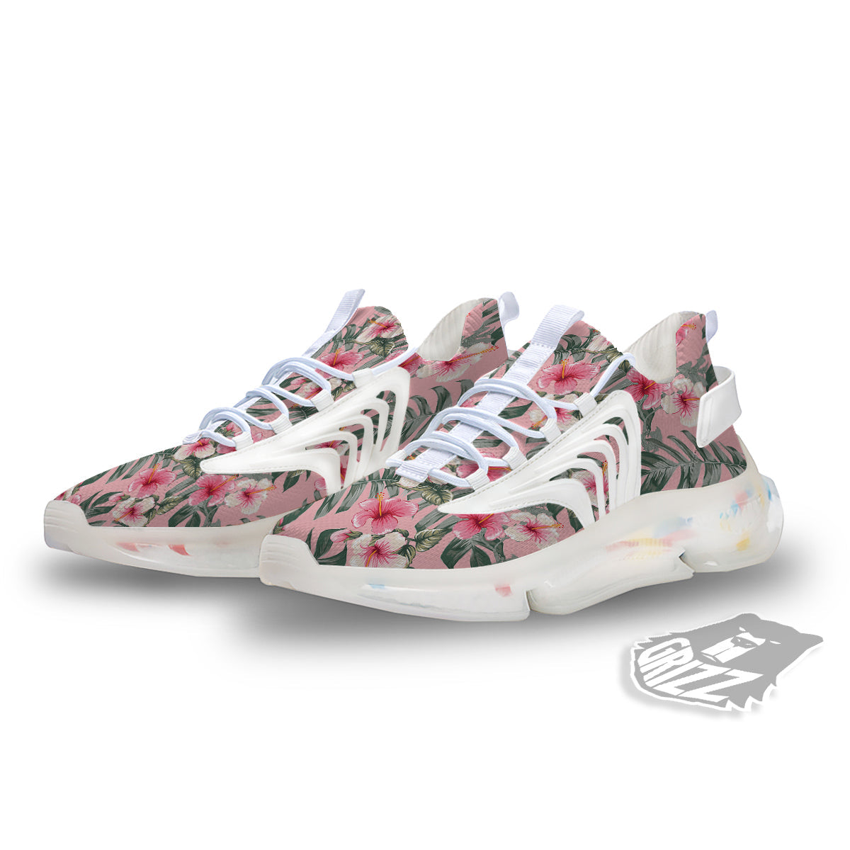 Flower Frangipani Tropical Print Pattern White Gym Shoes-grizzshop