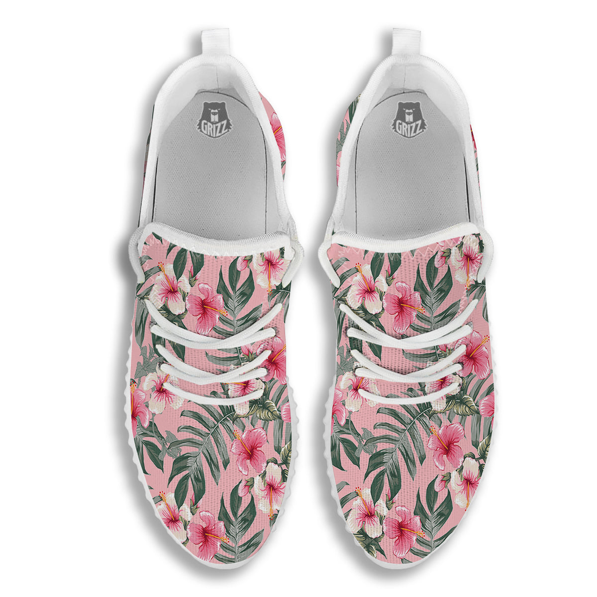 Flower Frangipani Tropical Print Pattern White Walking Shoes-grizzshop
