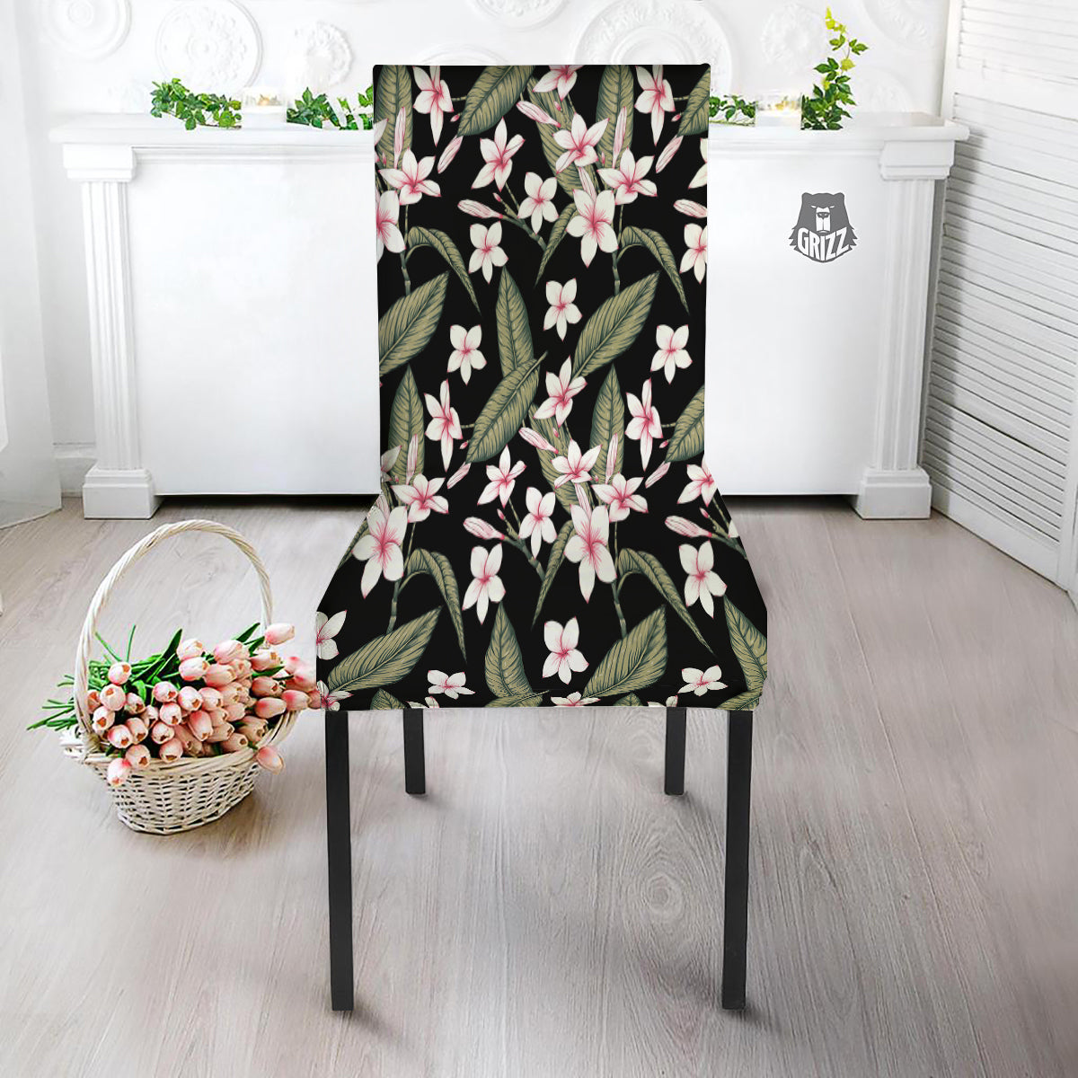 Flower Frangipani Watercolor Print Pattern Dining Chair Slipcover-grizzshop