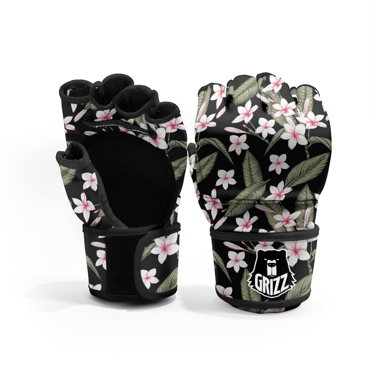 Flower Frangipani Watercolor Print Pattern MMA Gloves-grizzshop