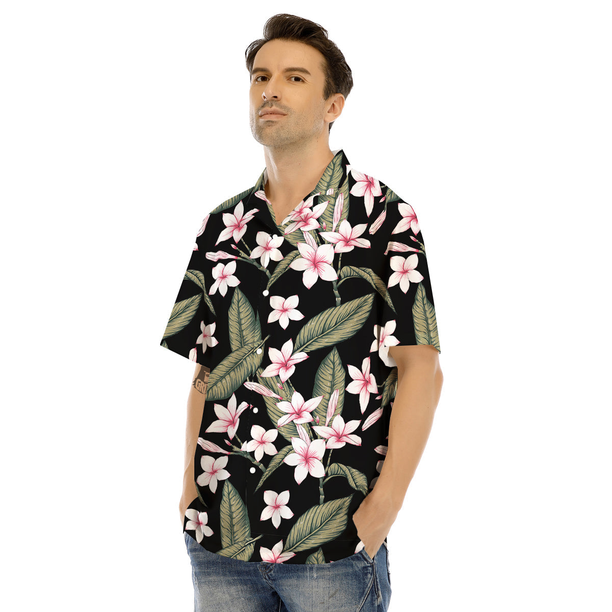 Flower Frangipani Watercolor Print Pattern Men's Hawaiian Shirt-grizzshop