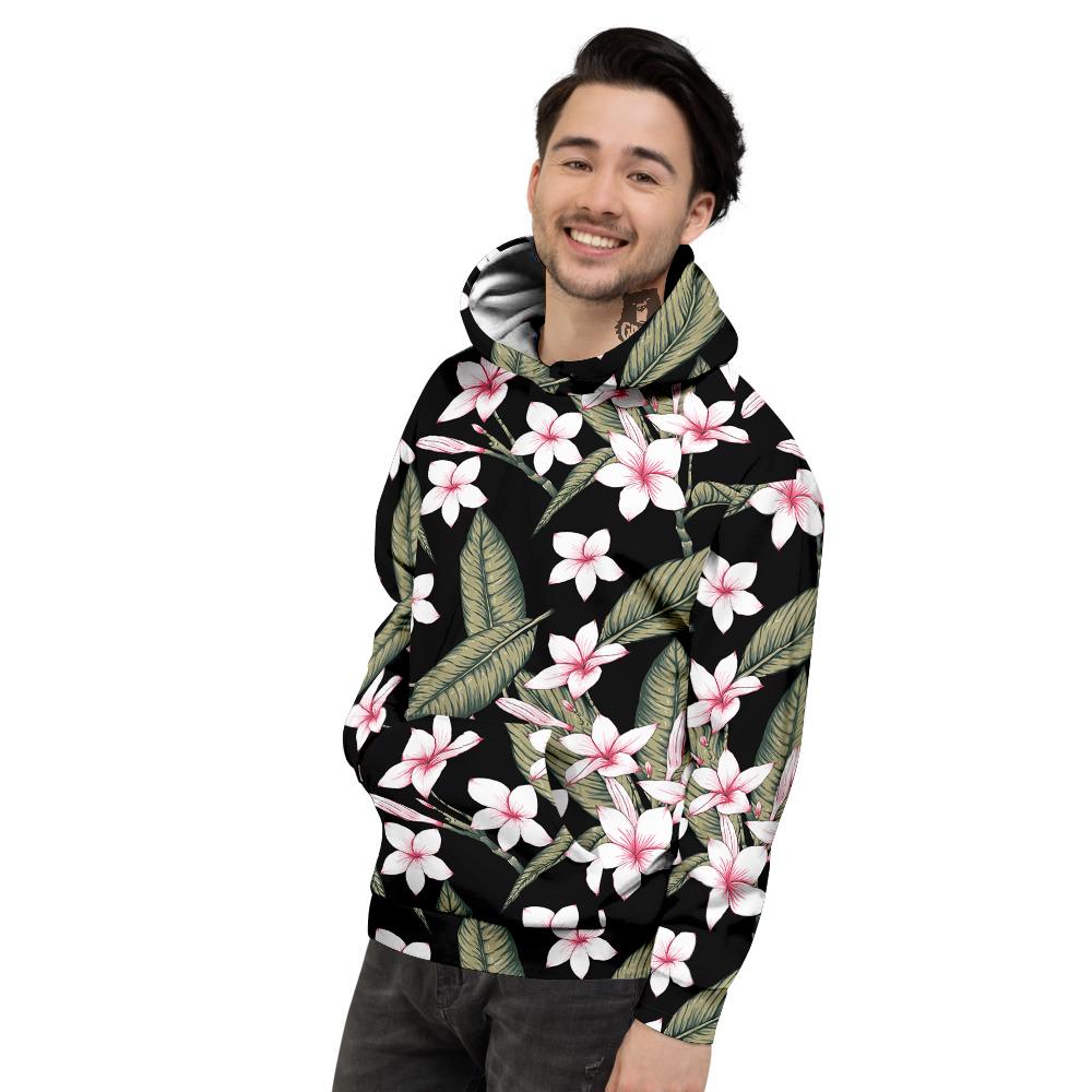 Flower Frangipani Watercolor Print Pattern Men's Hoodie-grizzshop