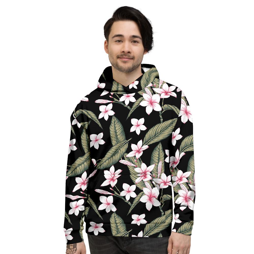 Flower Frangipani Watercolor Print Pattern Men's Hoodie-grizzshop