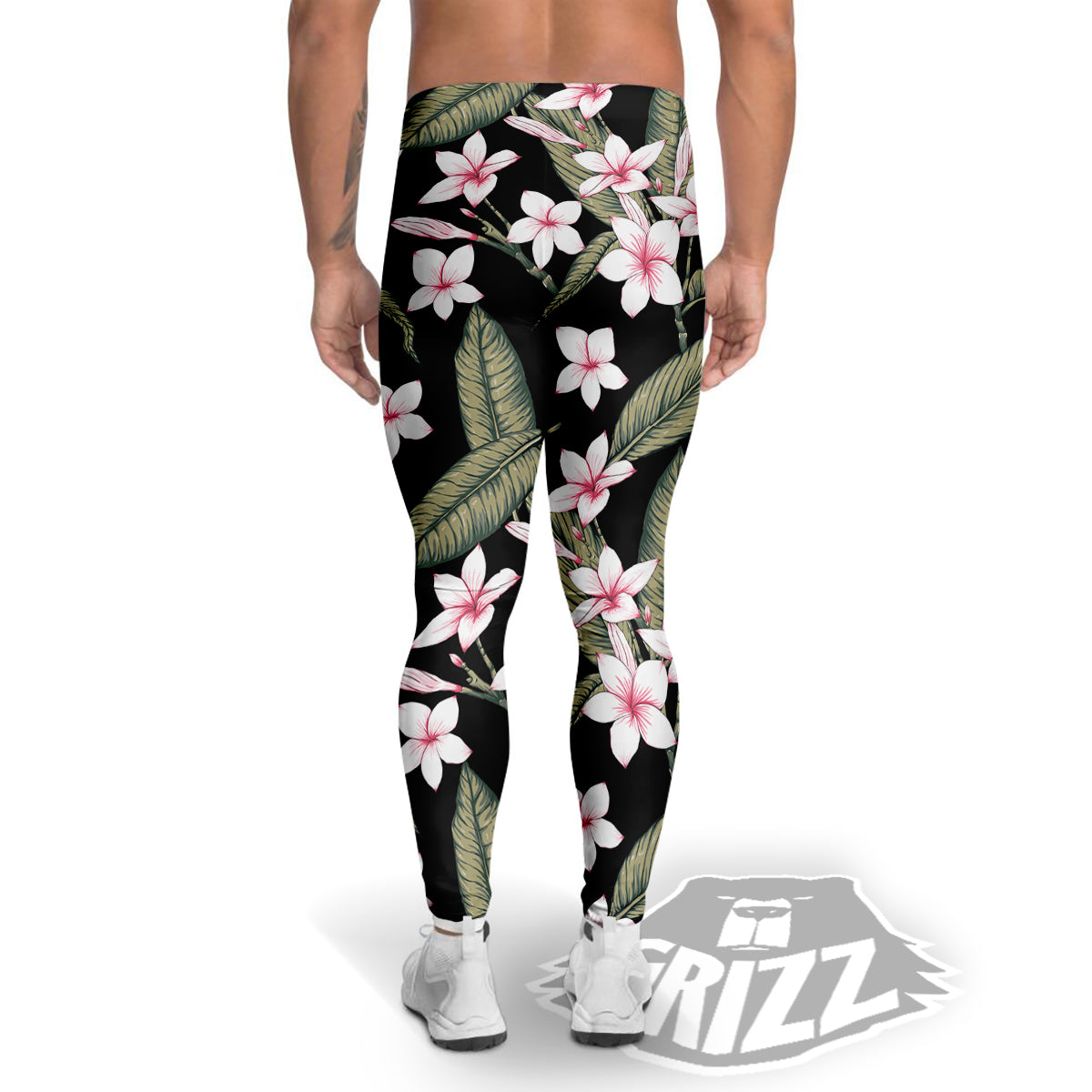 Flower Frangipani Watercolor Print Pattern Men's Leggings-grizzshop