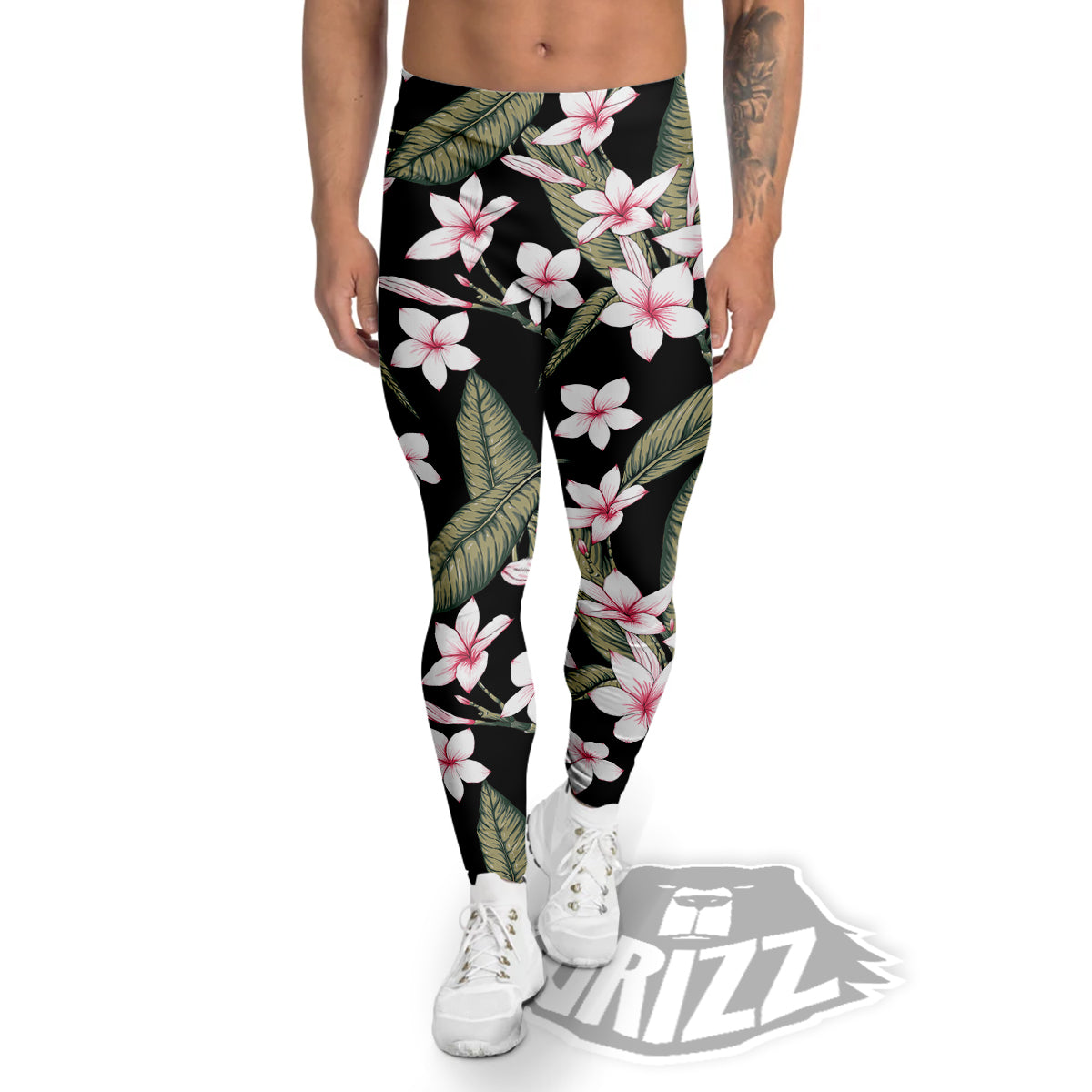 Flower Frangipani Watercolor Print Pattern Men's Leggings-grizzshop