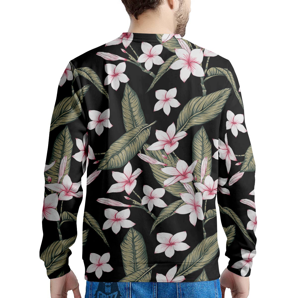 Flower Frangipani Watercolor Print Pattern Men's Sweatshirt-grizzshop