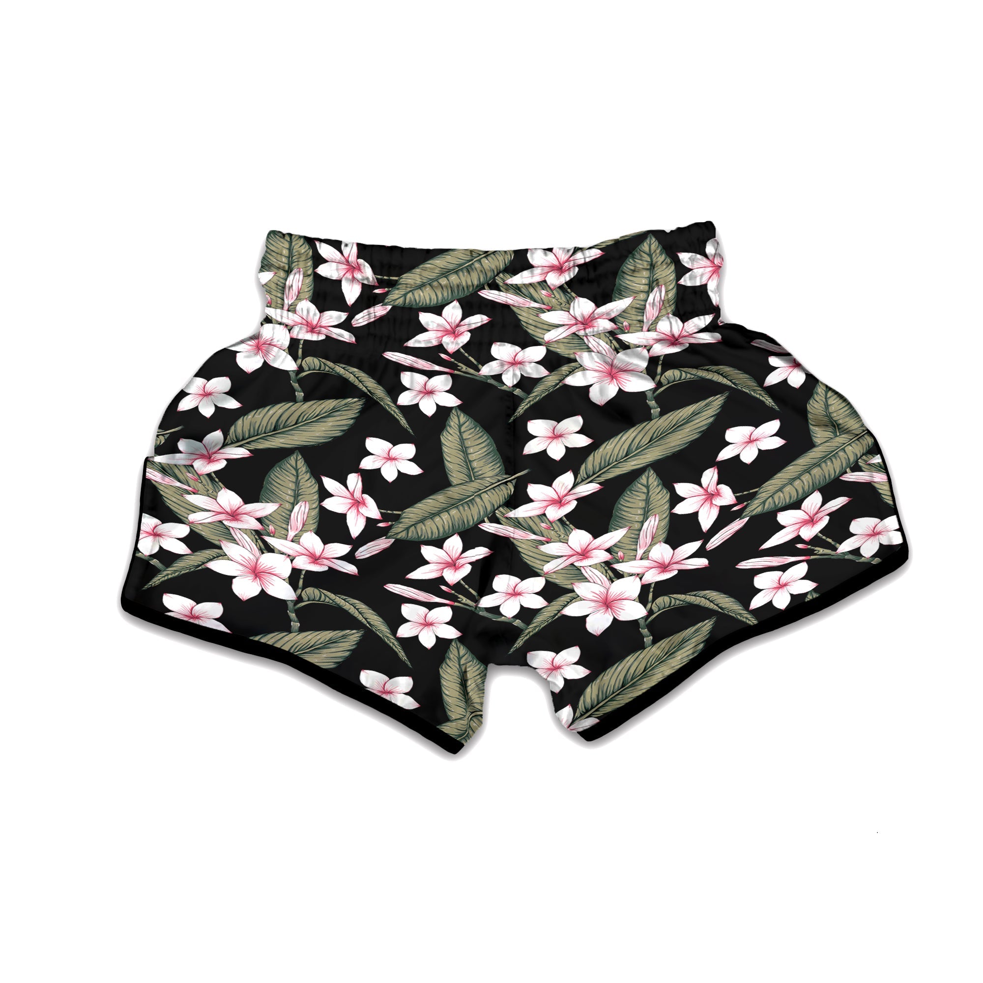 Flower Frangipani Watercolor Print Pattern Muay Thai Boxing Shorts-grizzshop