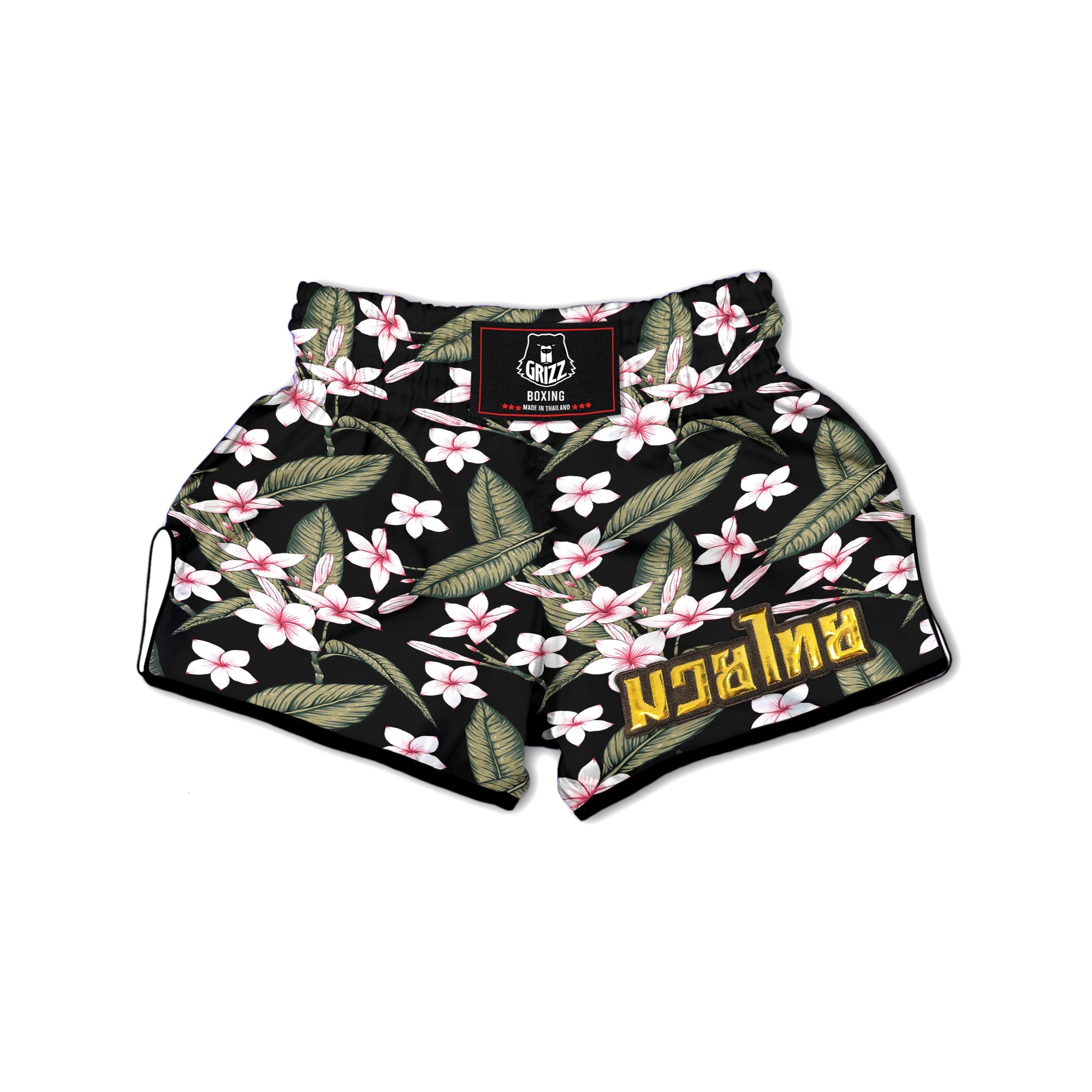 Flower Frangipani Watercolor Print Pattern Muay Thai Boxing Shorts-grizzshop