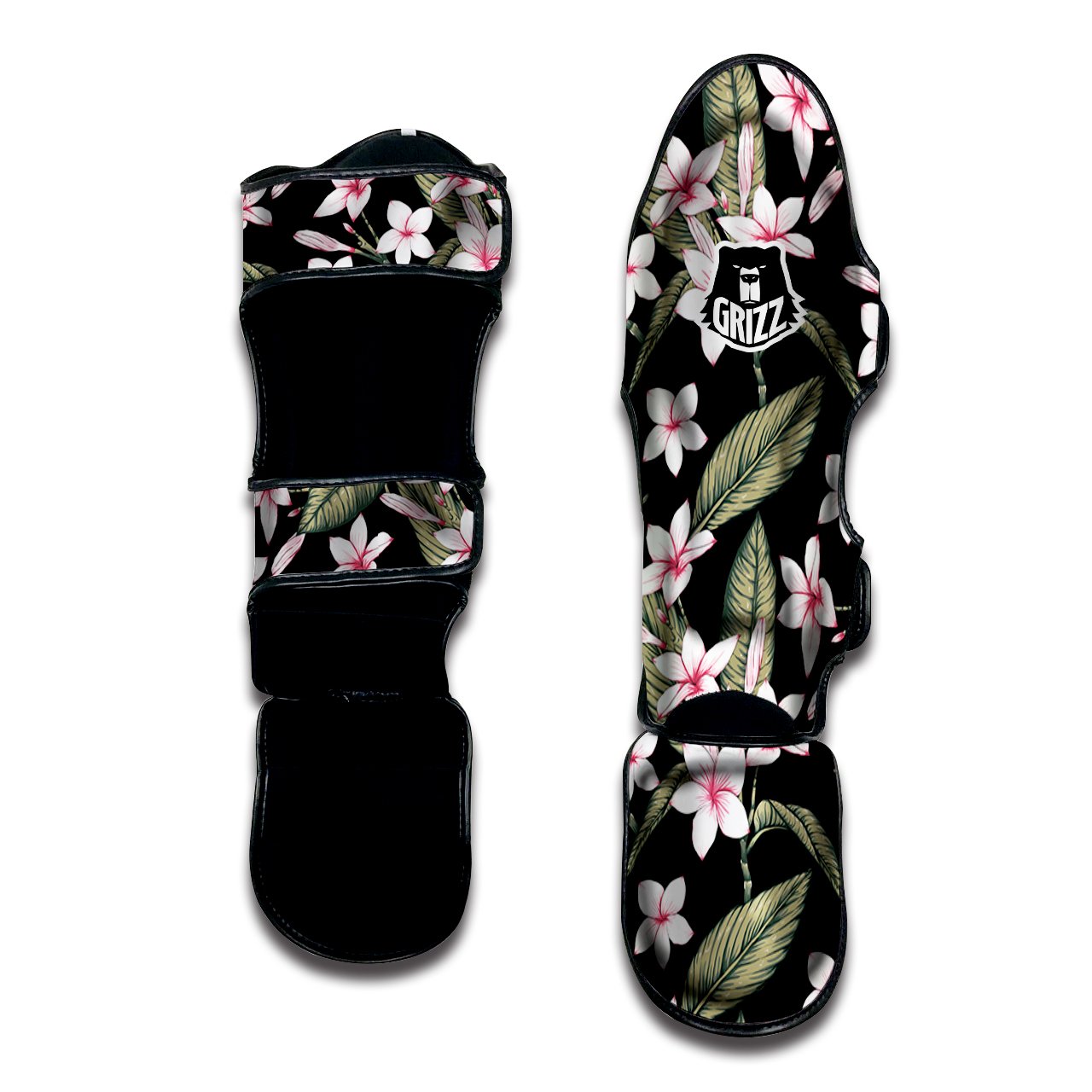 Flower Frangipani Watercolor Print Pattern Muay Thai Shin Guards-grizzshop