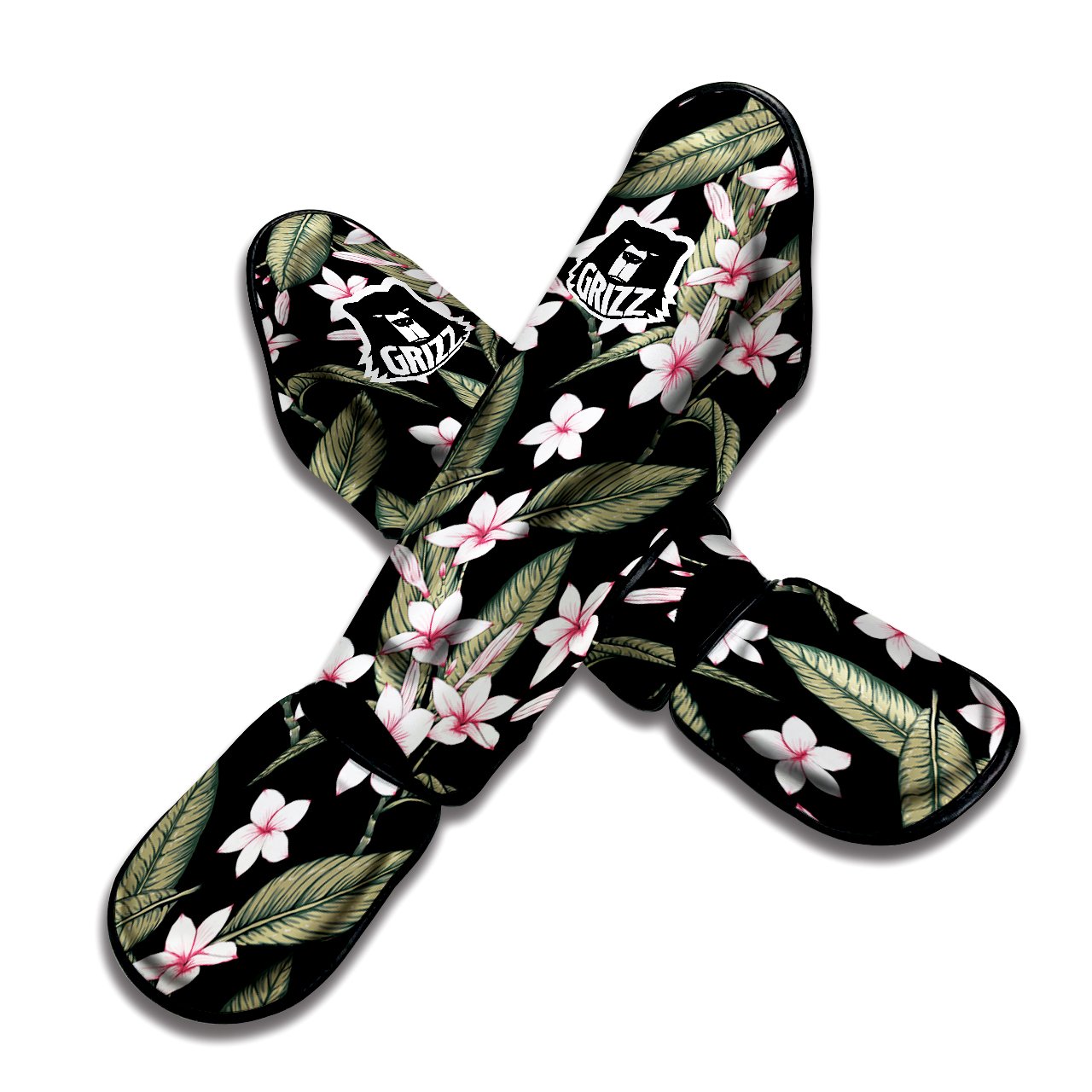 Flower Frangipani Watercolor Print Pattern Muay Thai Shin Guards-grizzshop