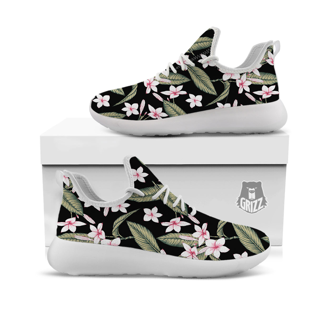 Flower Frangipani Watercolor Print Pattern White Athletic Shoes-grizzshop
