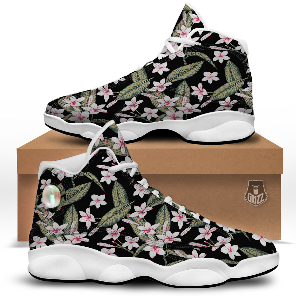 Flower Frangipani Watercolor Print Pattern White Basketball Shoes-grizzshop
