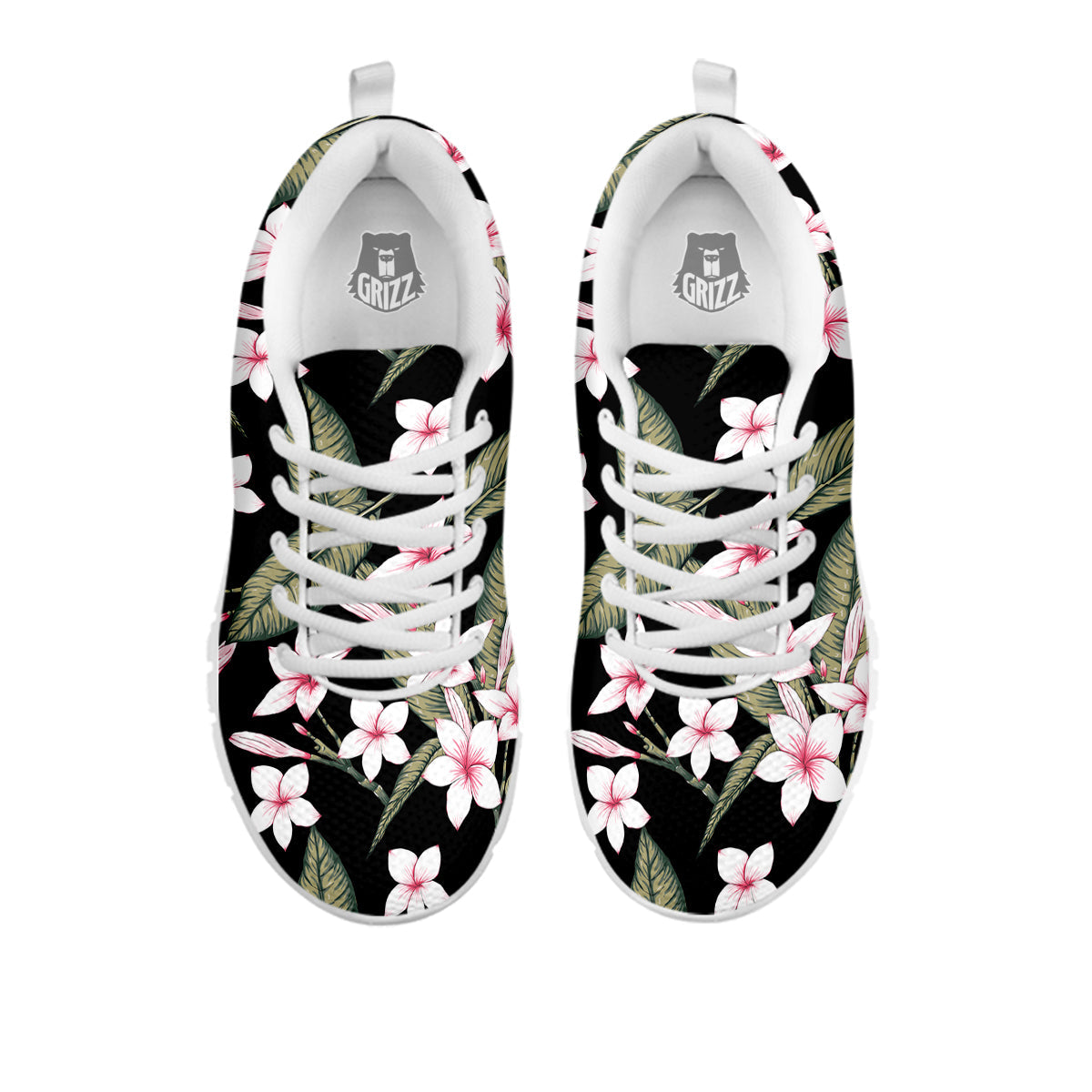 Flower Frangipani Watercolor Print Pattern White Sneaker-grizzshop