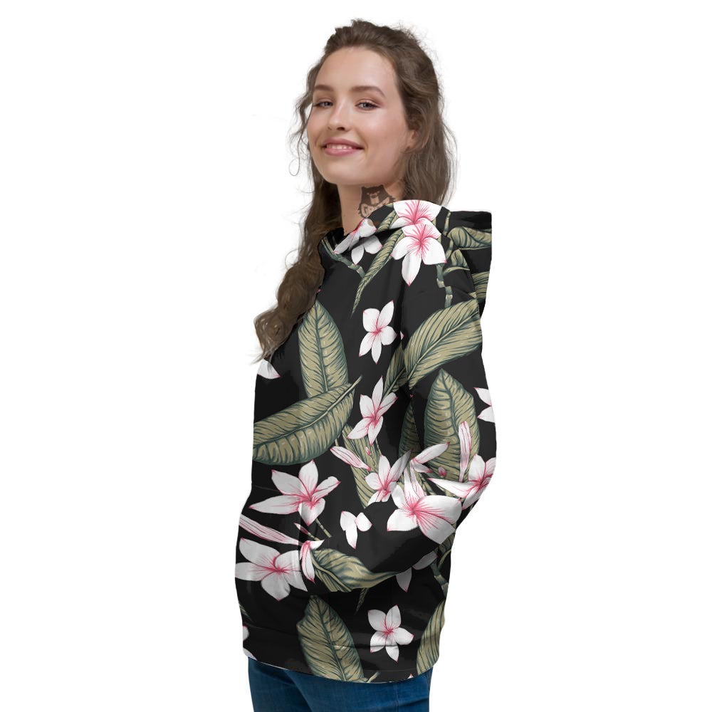 Flower Frangipani Watercolor Print Pattern Women's Hoodie-grizzshop
