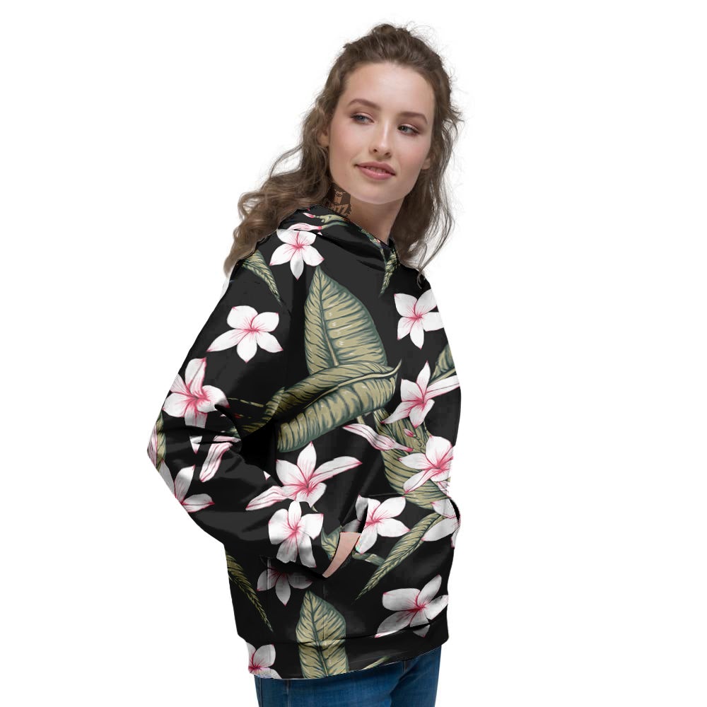 Flower Frangipani Watercolor Print Pattern Women's Hoodie-grizzshop