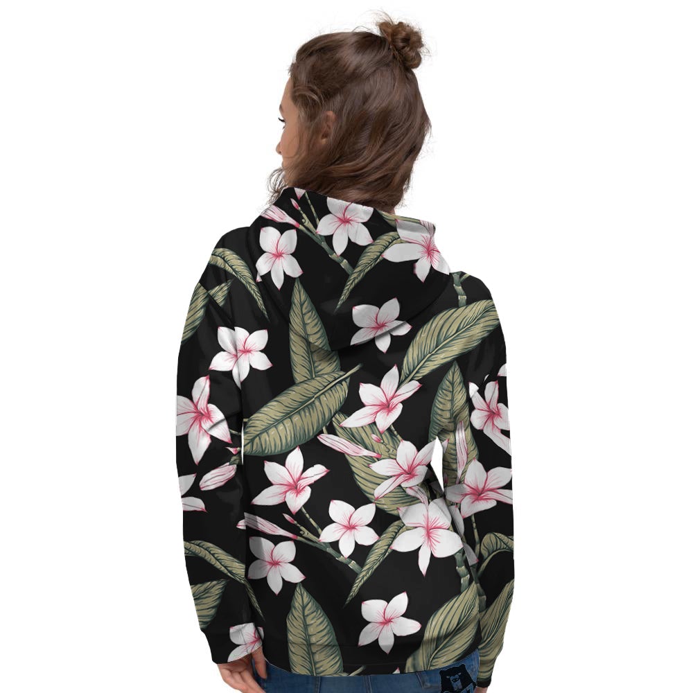 Flower Frangipani Watercolor Print Pattern Women's Hoodie-grizzshop