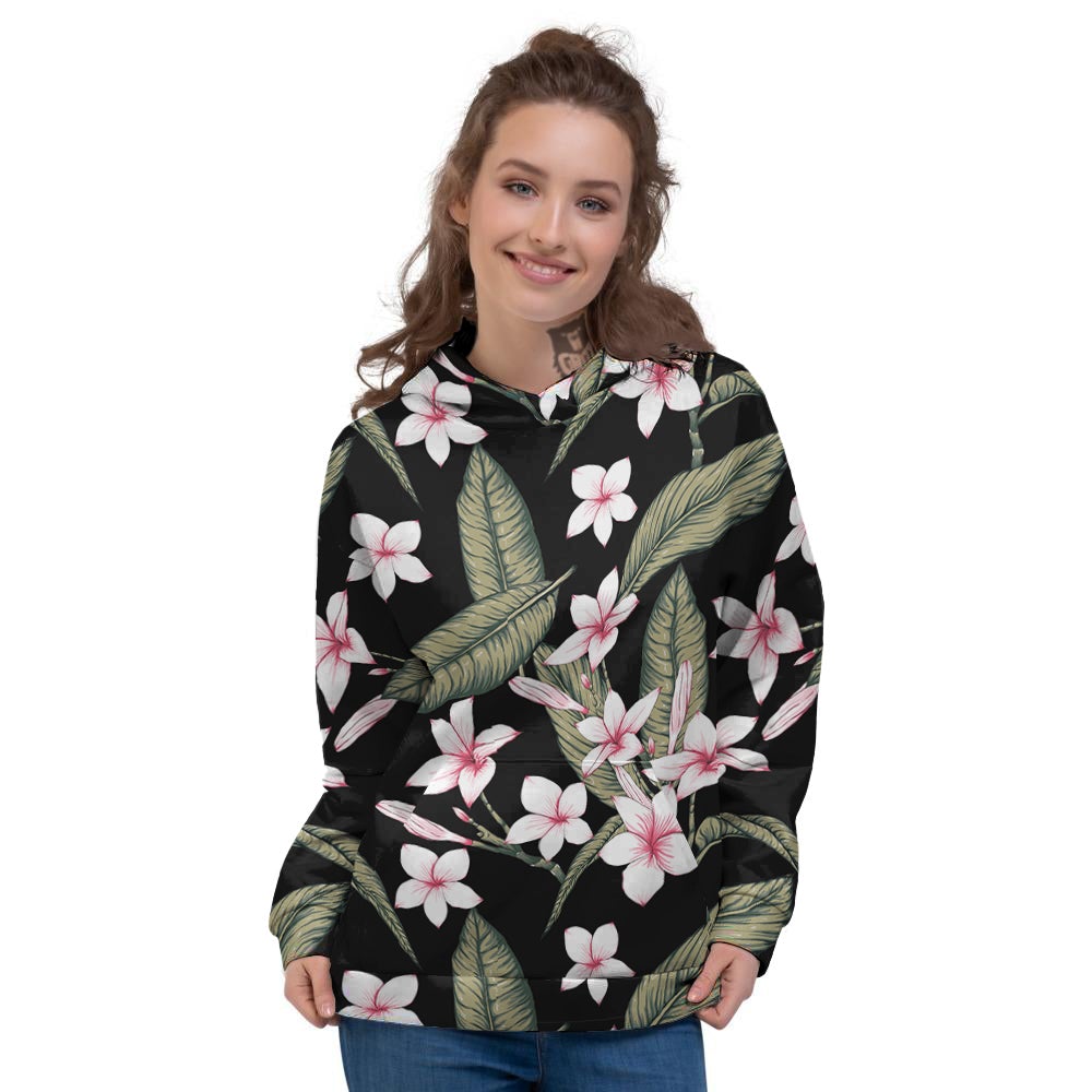 Flower Frangipani Watercolor Print Pattern Women's Hoodie-grizzshop