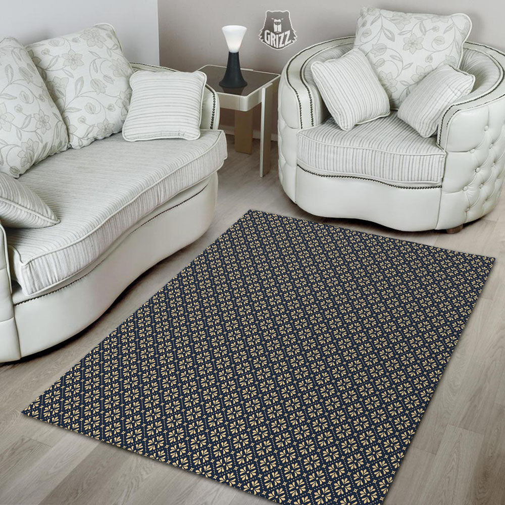 Flower Geometric Dot Print Pattern Floor Mat-grizzshop