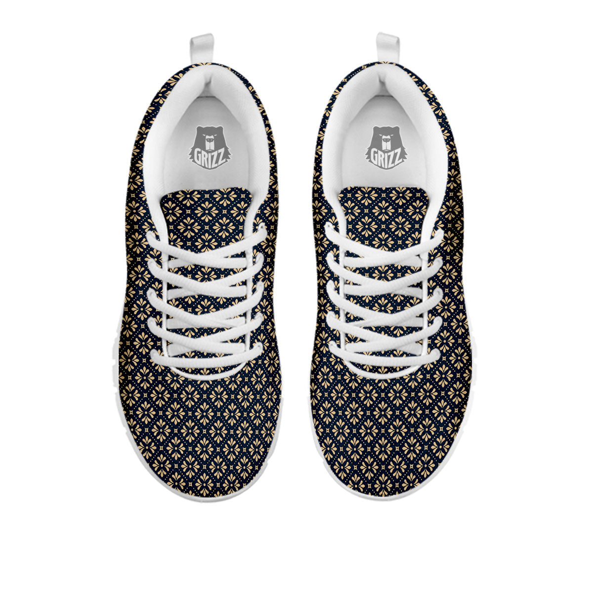 Flower Geometric Dot Print Pattern White Sneaker-grizzshop
