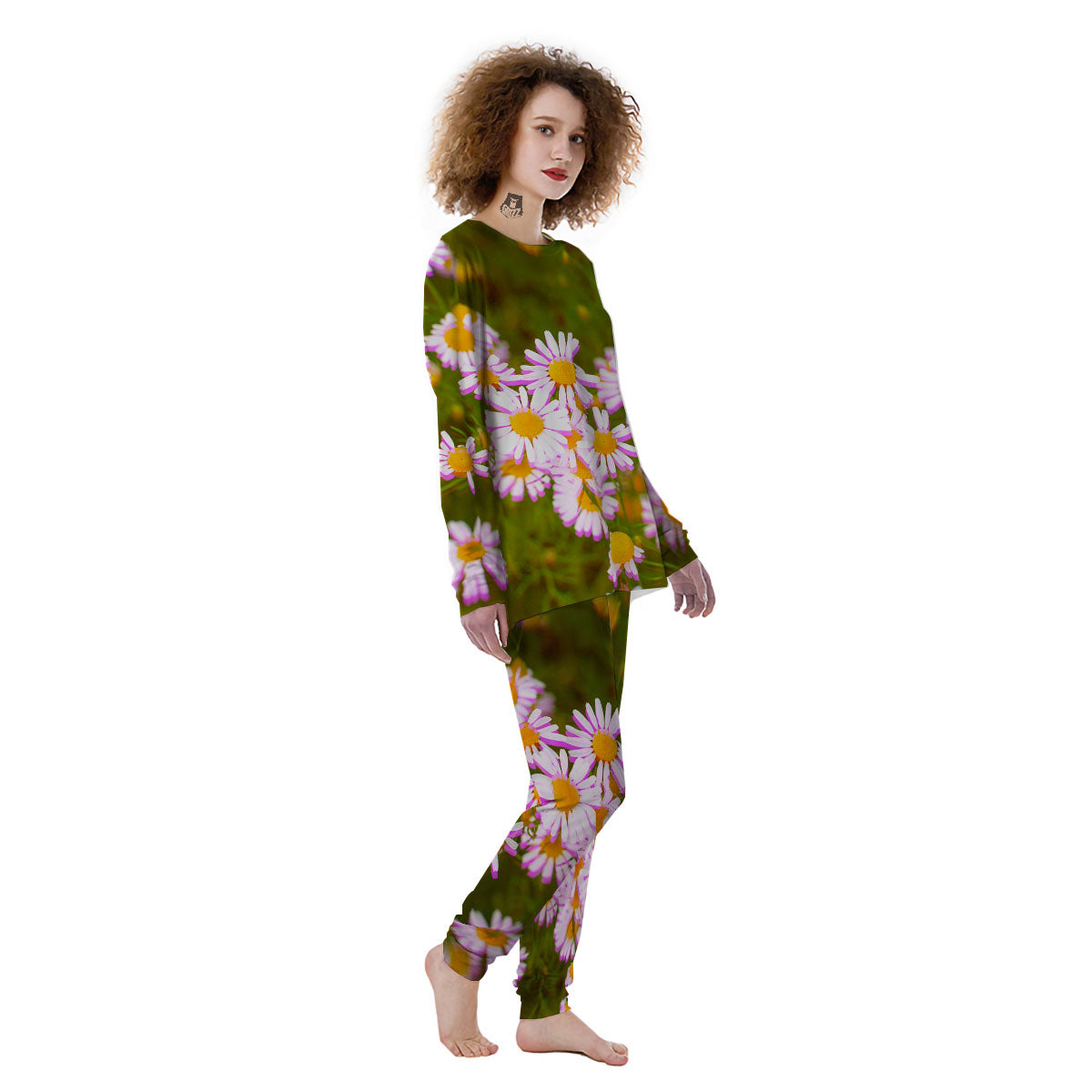 Flower Glitch Daisy Print Women's Pajamas-grizzshop