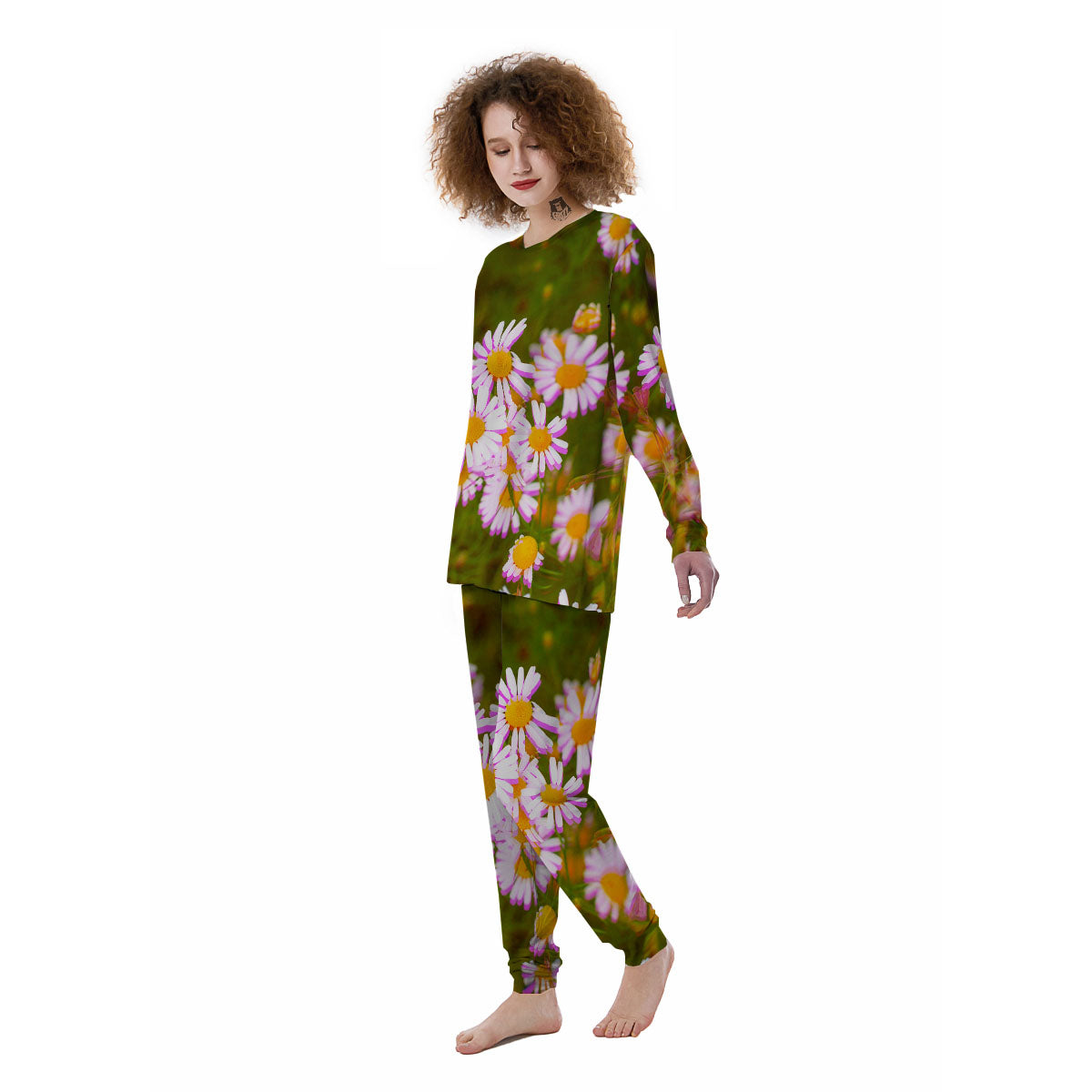 Flower Glitch Daisy Print Women's Pajamas-grizzshop