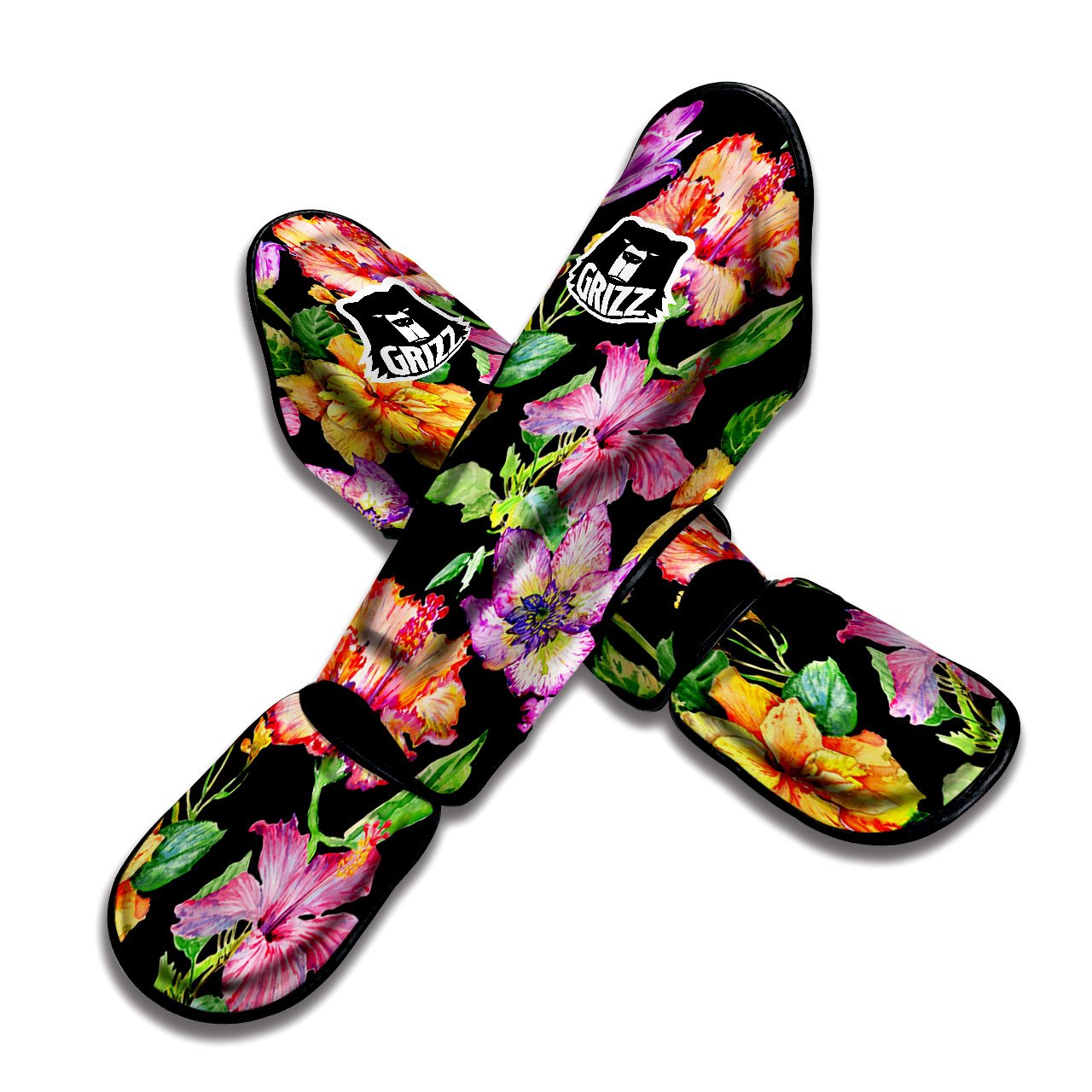 Flower Hawaiian Aloha Print Muay Thai Shin Guards-grizzshop