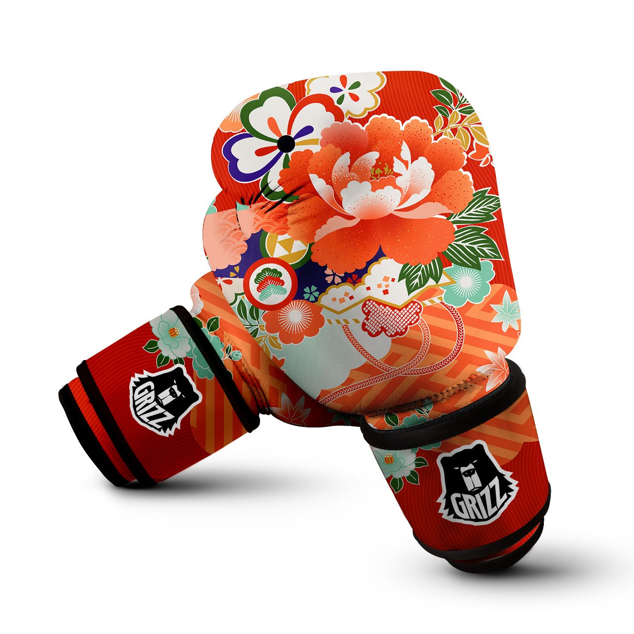 Flower Japanese Print Boxing Gloves-grizzshop