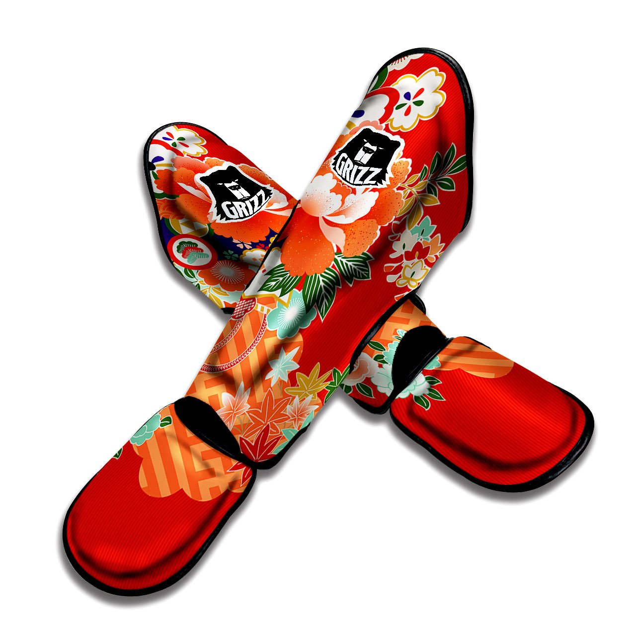 Flower Japanese Print Muay Thai Shin Guards-grizzshop