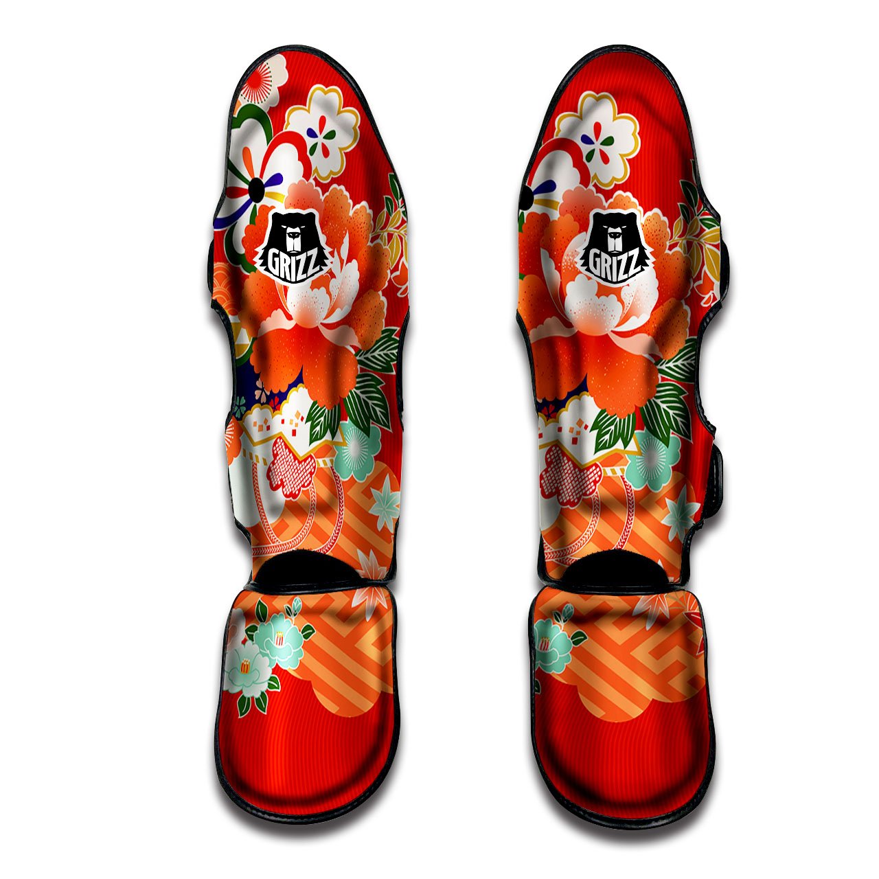 Flower Japanese Print Muay Thai Shin Guards-grizzshop