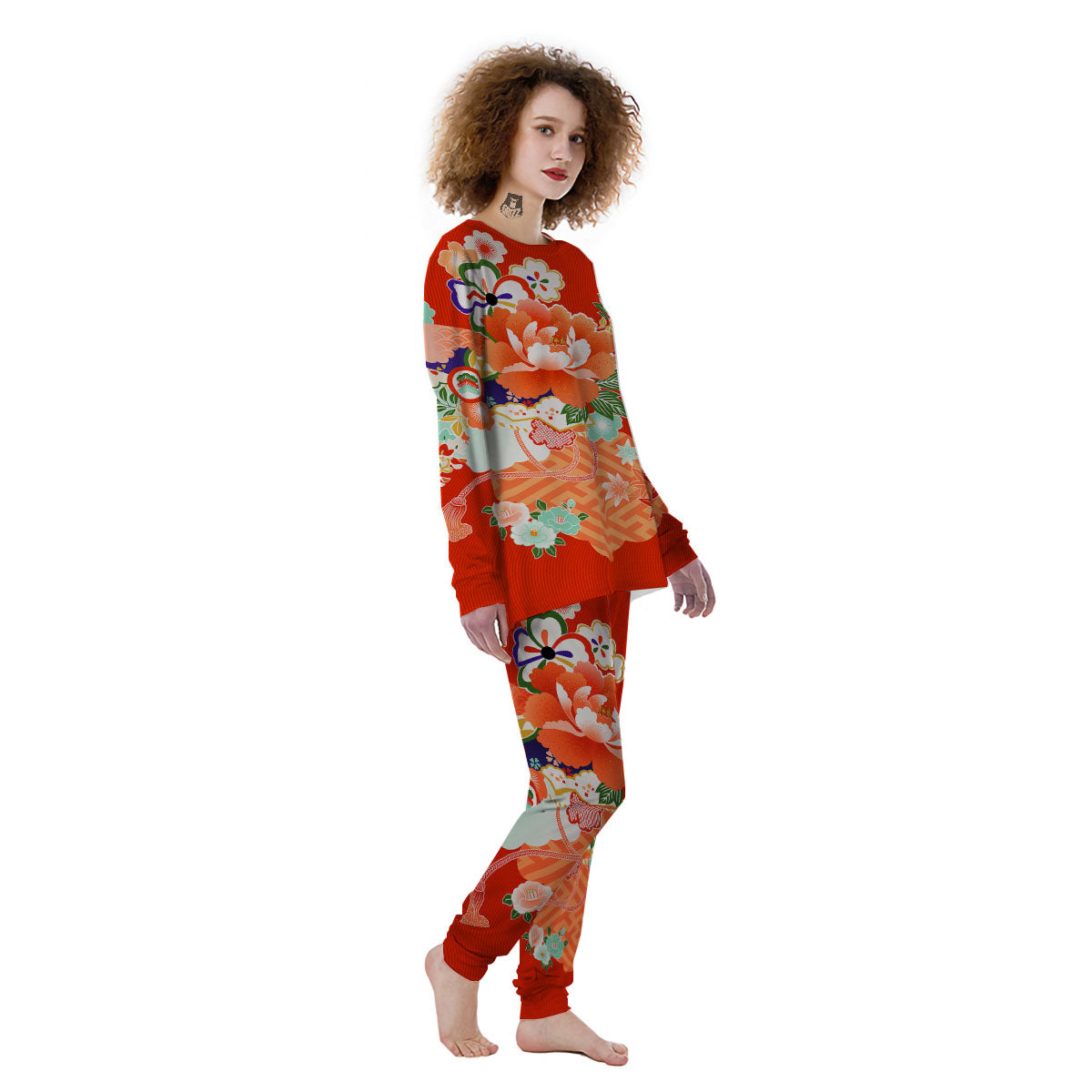 Flower Japanese Print Women's Pajamas-grizzshop