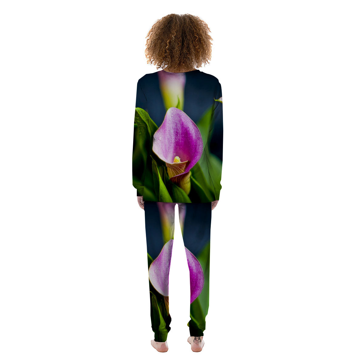 Flower Lily Purple Print Women's Pajamas-grizzshop