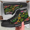 Flower Lily Water Print Pattern Black High Top Shoes-grizzshop