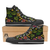 Flower Lily Water Print Pattern Black High Top Shoes-grizzshop