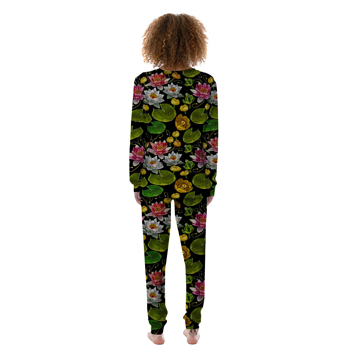 Flower Lily Water Print Pattern Women's Pajamas-grizzshop