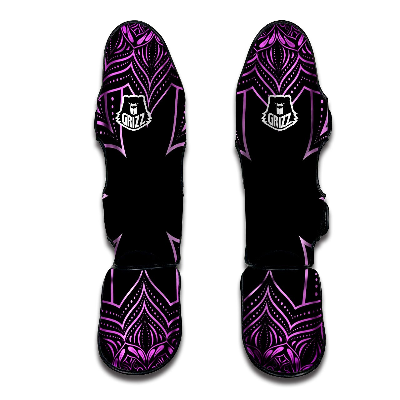 Flower Mandala Purple Print Muay Thai Shin Guards-grizzshop