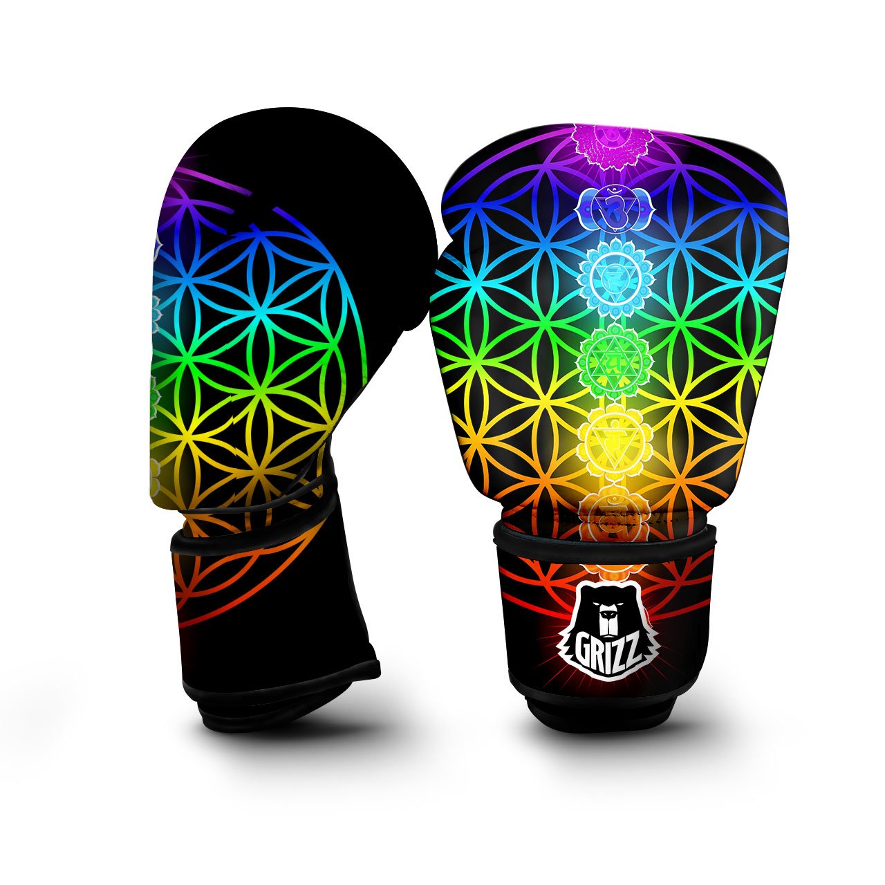 Flower Of Life Seven Chakras Print Boxing Gloves-grizzshop