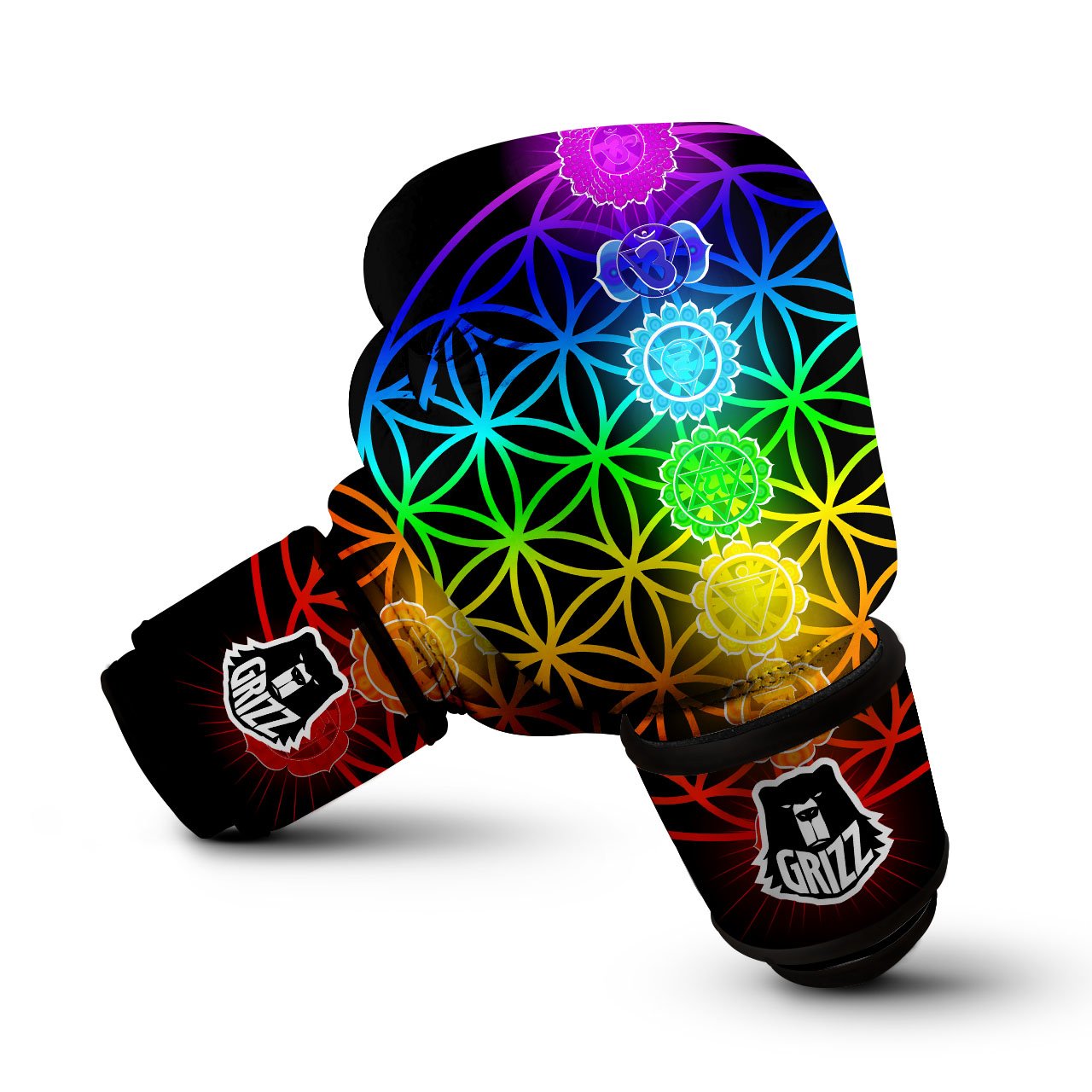 Flower Of Life Seven Chakras Print Boxing Gloves-grizzshop