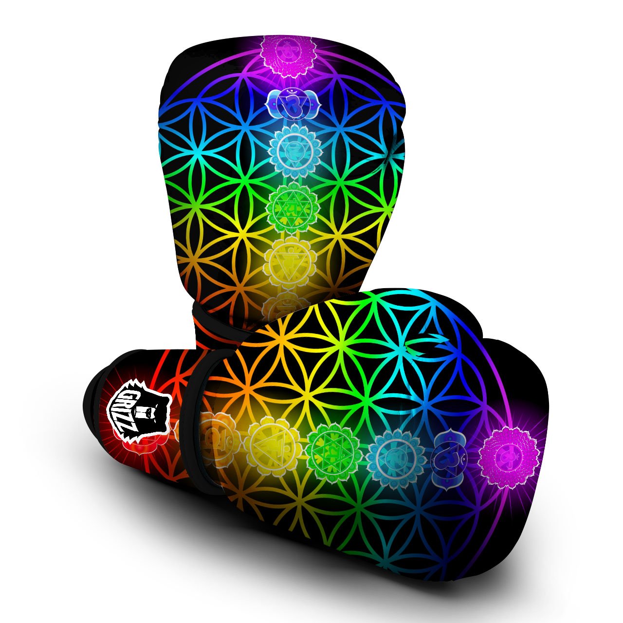 Flower Of Life Seven Chakras Print Boxing Gloves-grizzshop