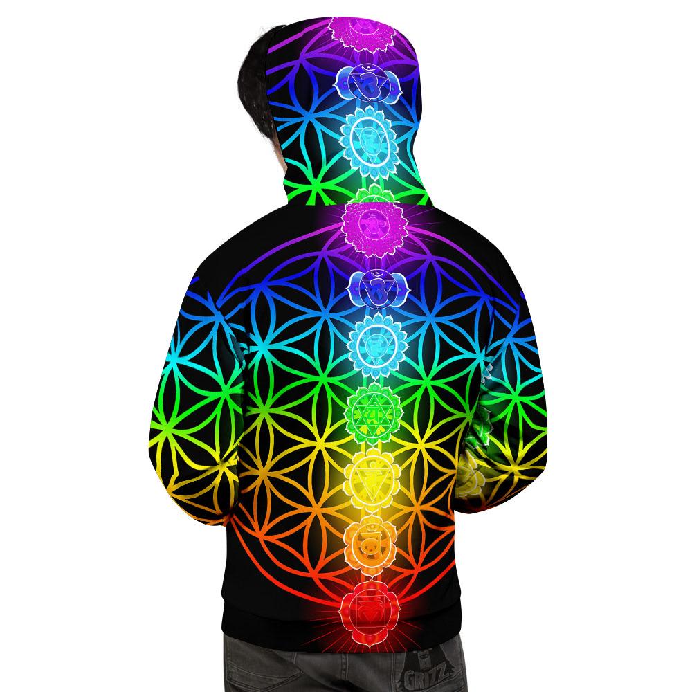 Flower Of Life Seven Chakras Print Men's Hoodie-grizzshop