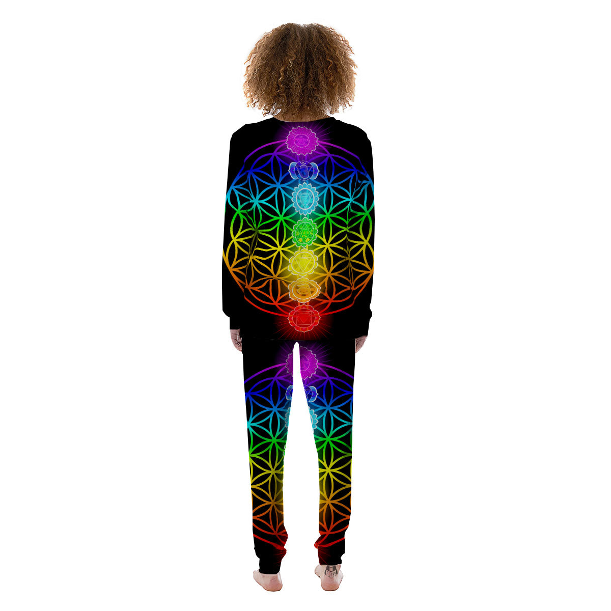 Flower Of Life Seven Chakras Print Women's Pajamas-grizzshop