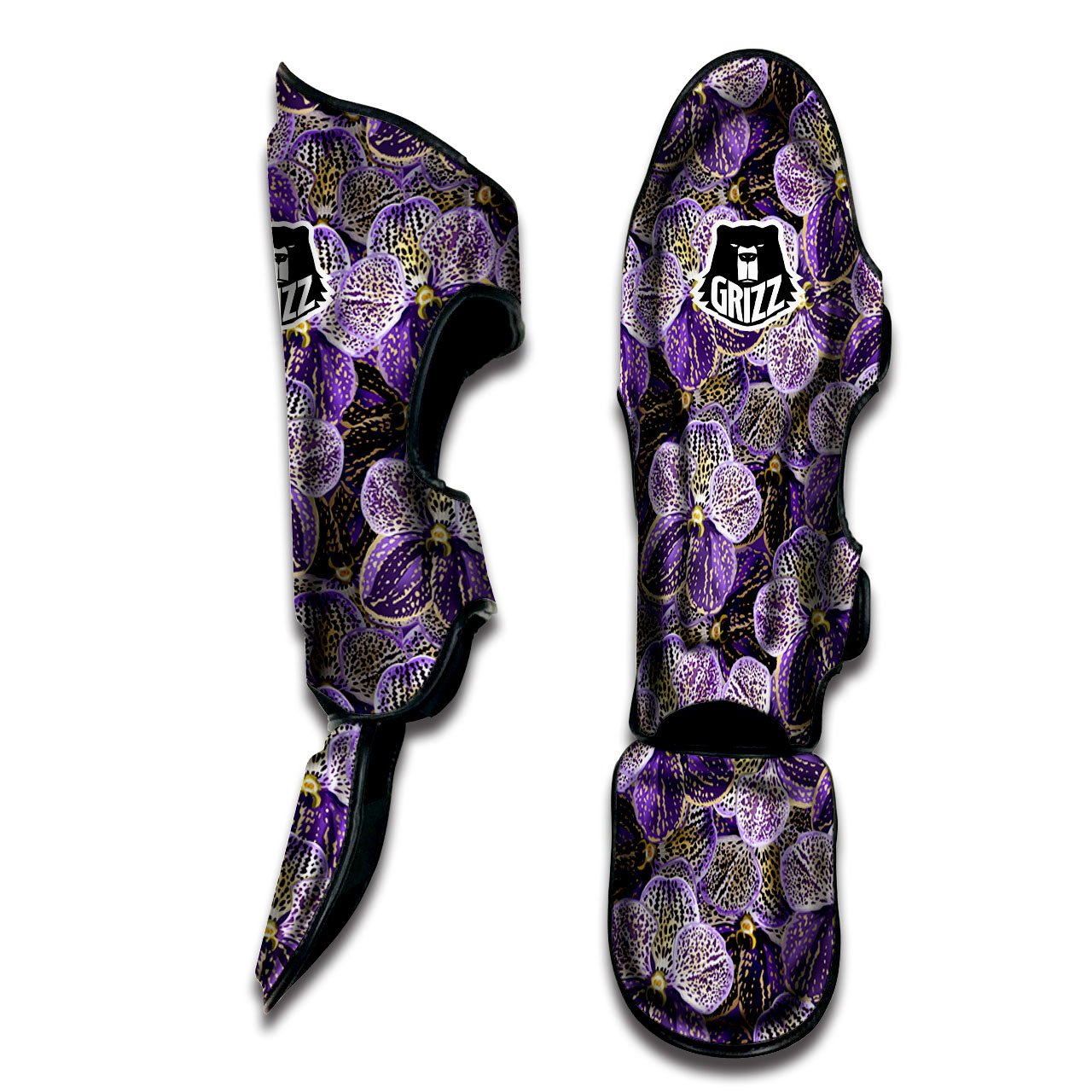 Flower Orchid Purple Print Pattern Muay Thai Shin Guards-grizzshop