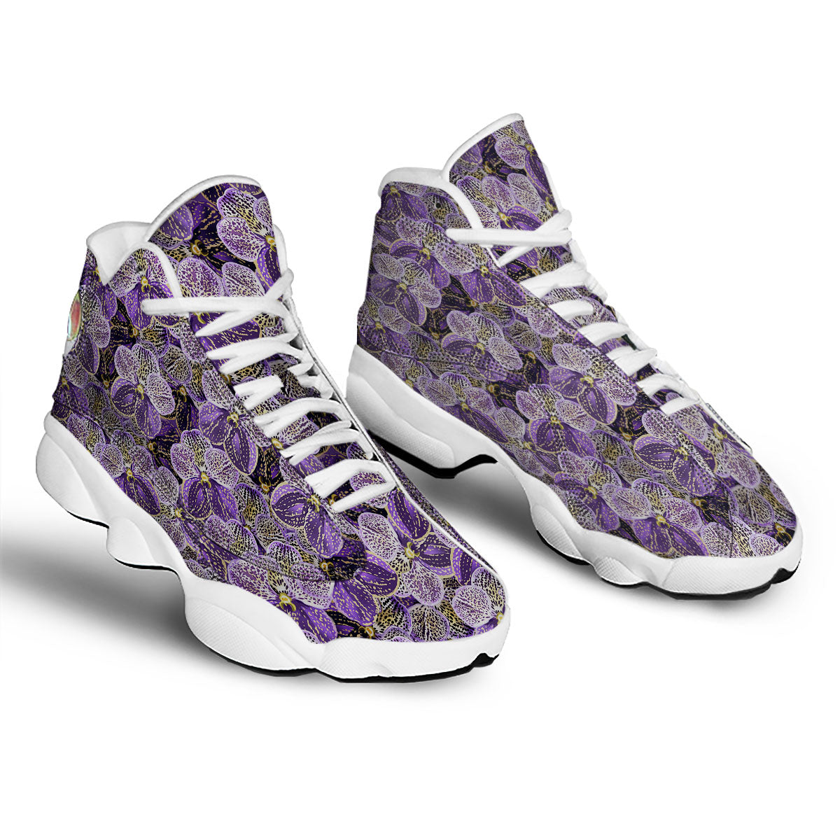 Flower Orchid Purple Print Pattern White Basketball Shoes-grizzshop