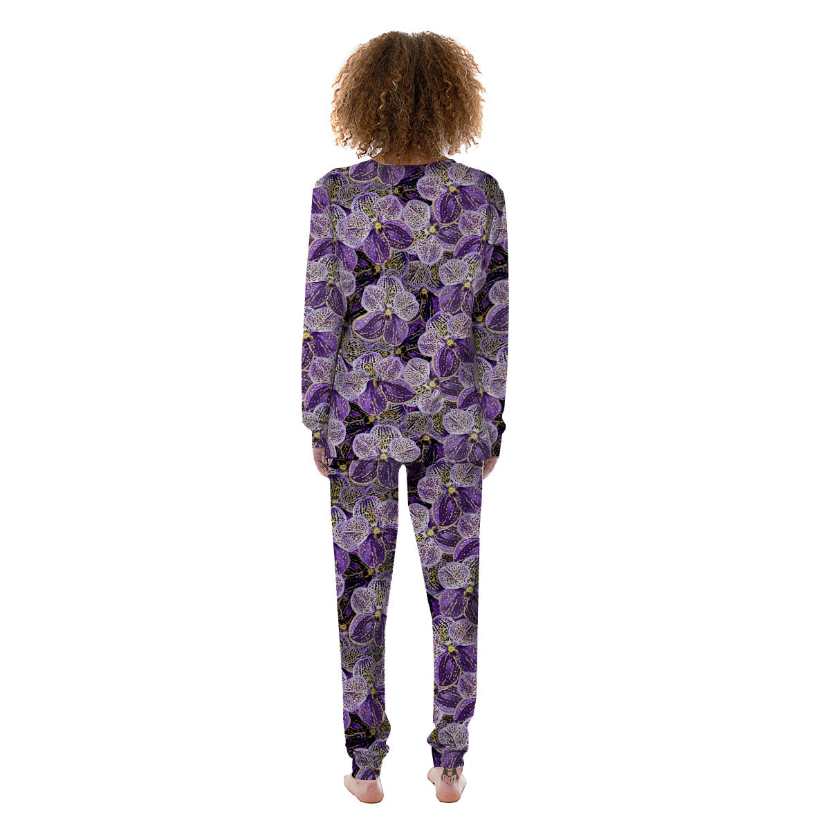 Flower Orchid Purple Print Pattern Women's Pajamas-grizzshop