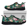 Flower Orchid Tropical Print Pattern Black Sneaker-grizzshop