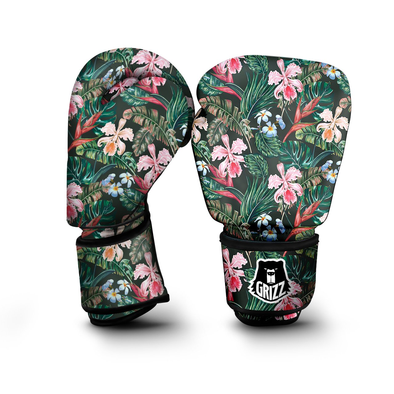 Flower Orchid Tropical Print Pattern Boxing Gloves-grizzshop