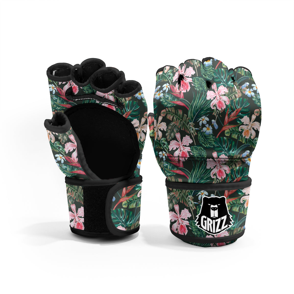 Flower Orchid Tropical Print Pattern MMA Gloves-grizzshop
