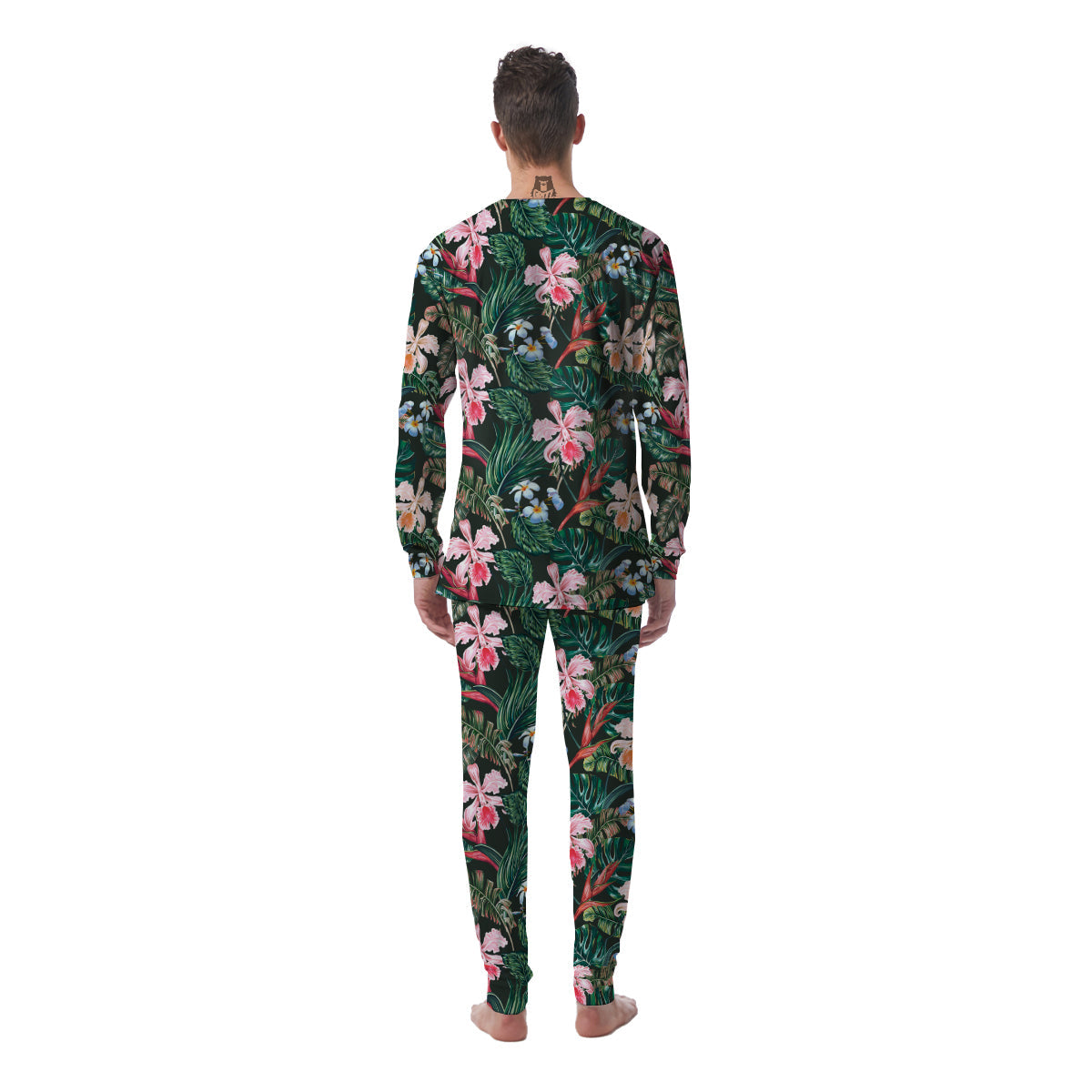 Flower Orchid Tropical Print Pattern Men's Pajamas-grizzshop