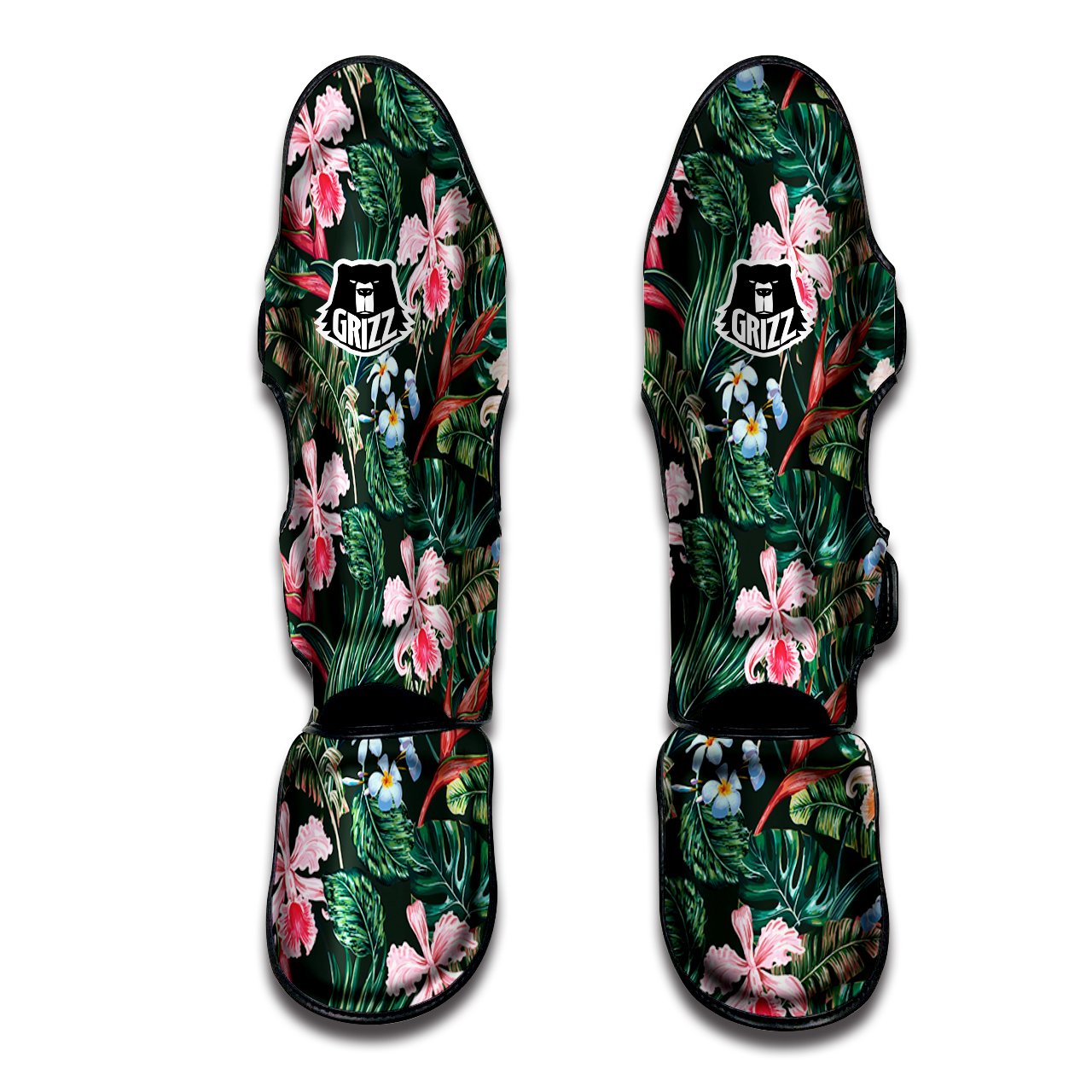 Flower Orchid Tropical Print Pattern Muay Thai Shin Guards-grizzshop