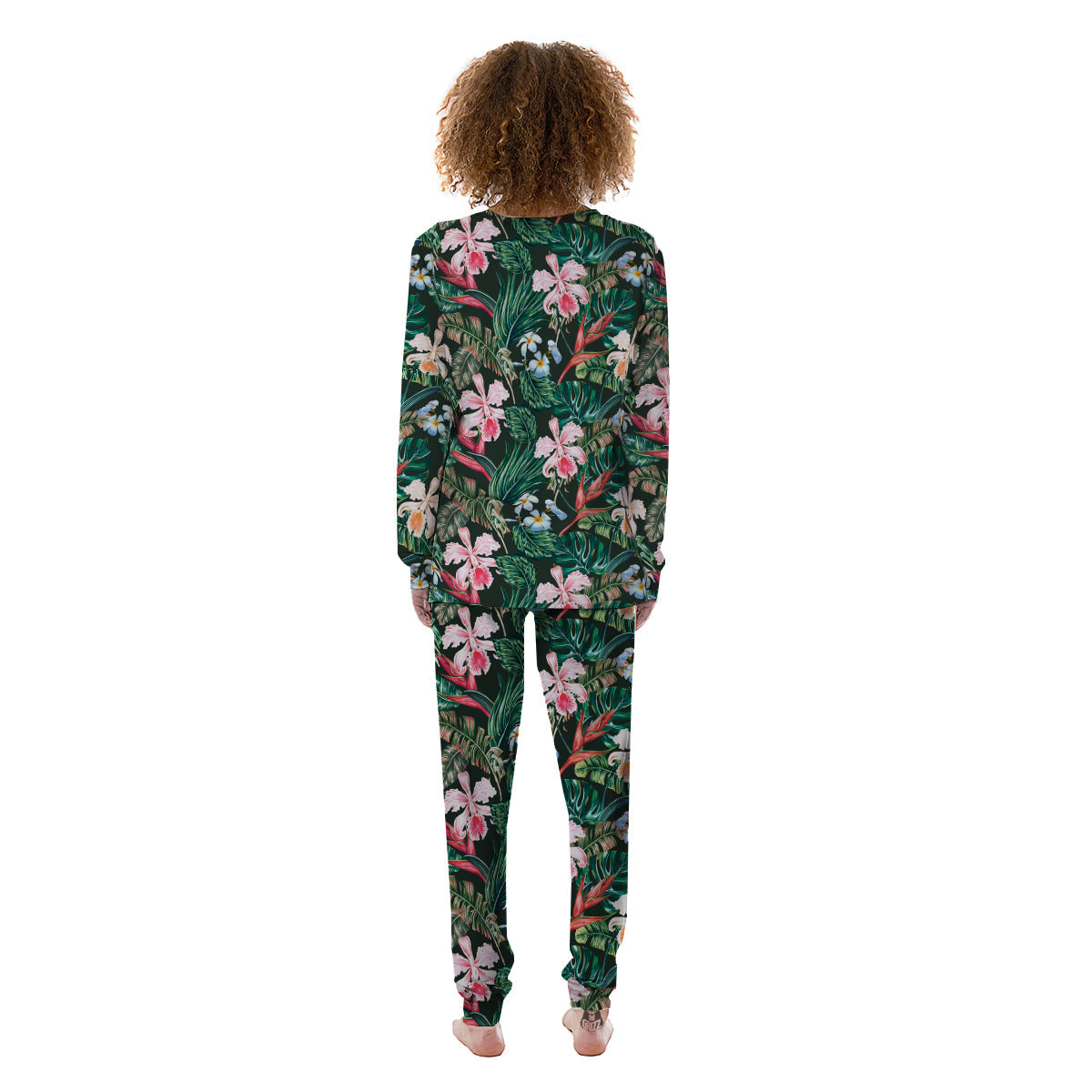 Flower Orchid Tropical Print Pattern Women's Pajamas-grizzshop